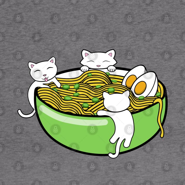Tasty ramen noodle soup in a green bowl by Purrfect